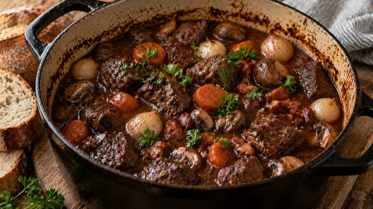 Recette Bœuf bourguignon mijoté – plat principal