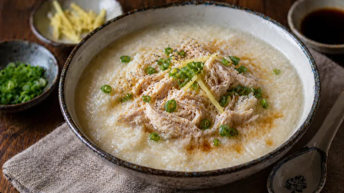 Recette Congee (bouillie de riz) au poulet – plat principal