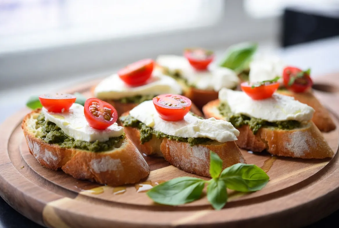 Recette Crostini au pesto et mozzarella – plat principal