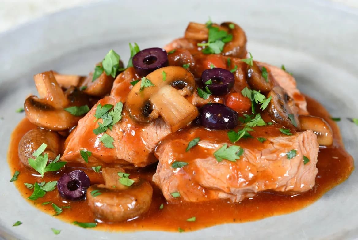 Plat : Veau Marengo aux champignons